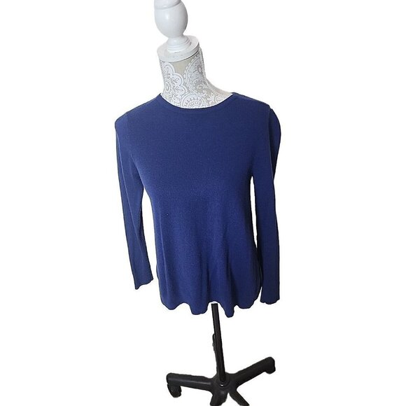 Vineyard Vines Sweater Navy Plaid Merino Wool Blend Mixed Media Women's XS - Picture 2 of 8